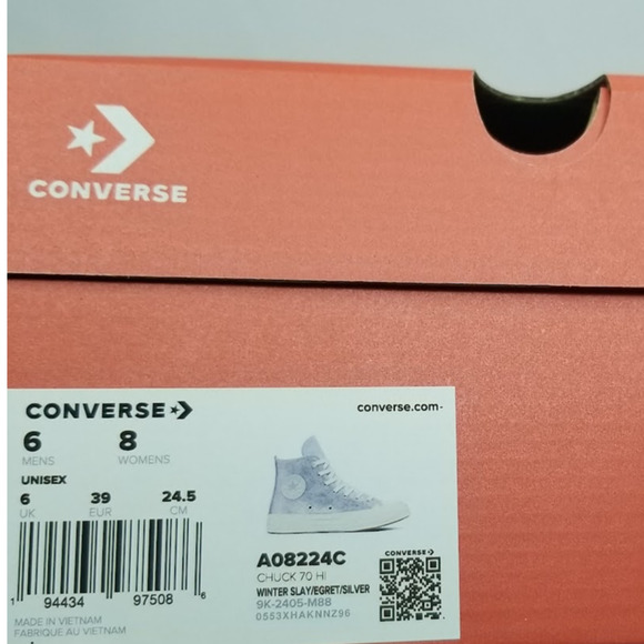 Converse Unisex Chuck 70 Hi Tops Women Size 8 A08224C Winter Slay Blue  NWT - Picture 7 of 7